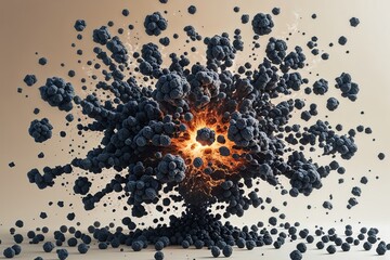 Wall Mural - Mystical Detonation of Abstract Carbon Particles in a Pale Background