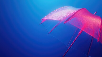 Poster - Futuristic glowing umbrella design set against a blue background, representing resilience and digital safeguarding.