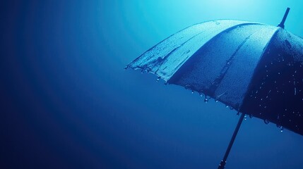Poster - Futuristic glowing umbrella design set against a blue background, representing resilience and digital safeguarding.