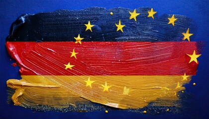 Canvas Print - German Flag Blended with European Union Colors in Artistic Design