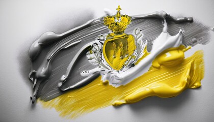 Poster - Royal Yellow and Silver Abstract Paint Splash Design