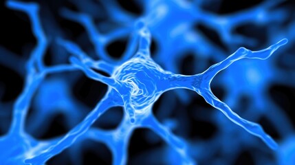 Poster - Blue Neurons in Abstract Biological Network Against Black Background