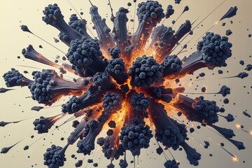Wall Mural - Enigmatic Burst of Abstract Carbon Particles on a Light Background