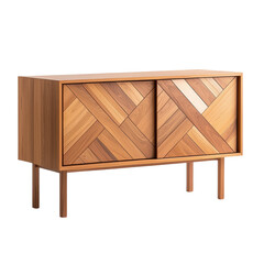 Wall Mural - Modern Wooden Sideboard with Geometric Patterned Design