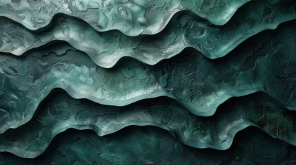 Poster - Abstract textured green waves with layered organic patterns