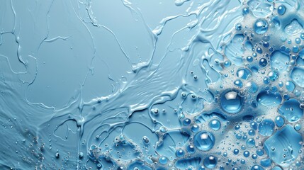 Poster - Abstract blue fluid and bubbles texture with intricate patterns