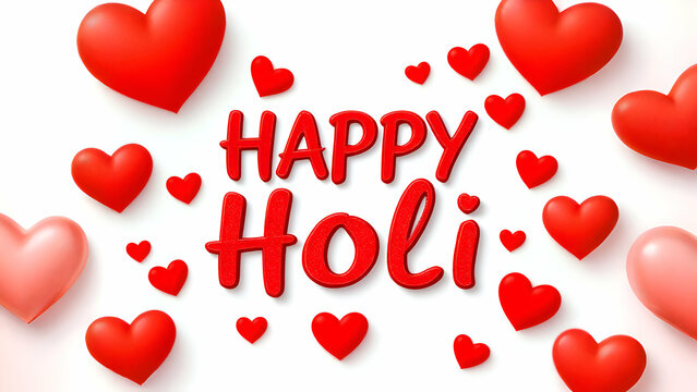 Happy Holi Typography Text Handwriting Calligraphy Massage Lettering, Indian Festival Holi Illustration Colorful Background