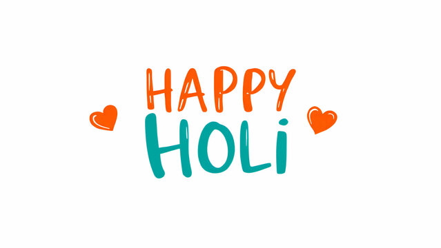 Happy Holi Typography Text Handwriting Calligraphy Massage Lettering, Indian Festival Holi Illustration Colorful Background