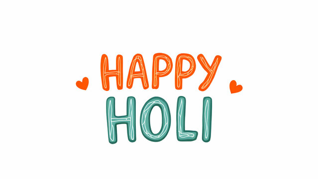 Happy Holi Typography Text Handwriting Calligraphy Massage Lettering, Indian Festival Holi Illustration Colorful Background