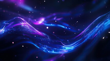 Aufkleber - Abstract glowing blue and purple wavy shapes, forming a sleek and modern futuristic background for banners or tech themes.