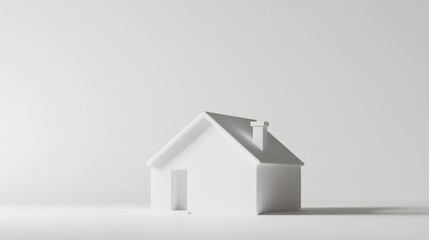 Poster - Minimalist white house model on white background.