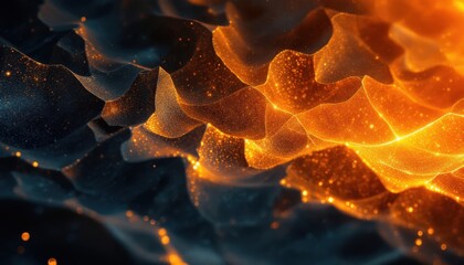 Poster - glowing abstract waves of orange and blue light form dynamic visual patterns