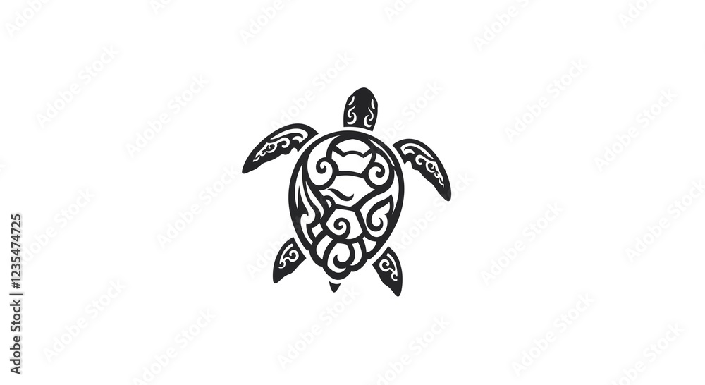 Ornate Tribal Sea Turtle Design Polynesian Style Tattoo Oceanic Animal ...