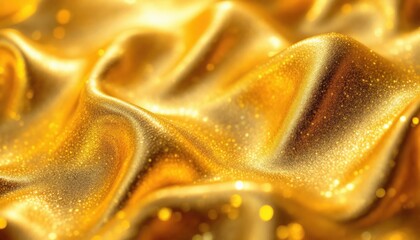 Poster - Luxurious gold fabric with glittering surface and elegant drapes