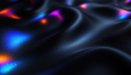 Poster - Abstract neon light reflection on dark fluid surface creating colorful waves