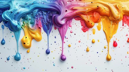 Poster - Vibrant dripping paint: multicolored abstract art with swirling textures