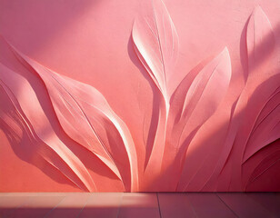 Poster - background textured leaves, pink colour gradient design