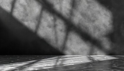 Poster - Abstract shadows on dark textured wall and tiled floor scene