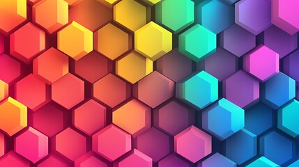 Poster - Colorful Hexagonal Patterns Create a Vibrant Abstract Background in Digital Art Design