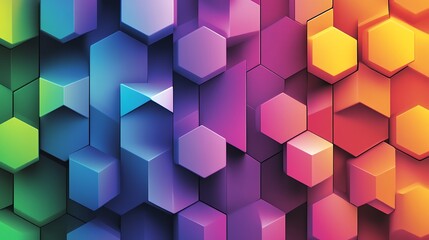 Poster - Colorful Hexagonal Patterns Create a Vibrant and Dynamic Visual Experience in Modern Design