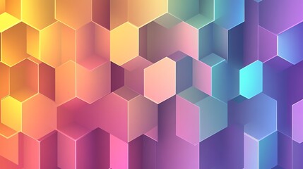 Poster - Colorful Hexagonal Patterns Create a Vibrant Abstract Design With Smooth Gradients and Geometric Shapes