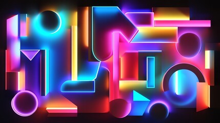 Poster - Colorful Abstract Light Display Featuring Geometric Shapes and Vibrant Patterns