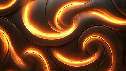 Poster - Abstract Pattern With Glowing Swirls on a Textured Surface Conveying a Sense of Warmth and Movement During a Moody Ambiance
