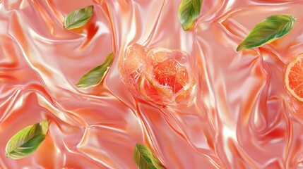 Poster - Rose-colored silk-inspired 3D texture with glossy highlights, perfect for product packaging and advertising.