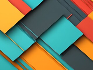 Poster - Colorful Abstract Composition With Layered Geometric Shapes Creating Dynamic Visual Interest and Texture