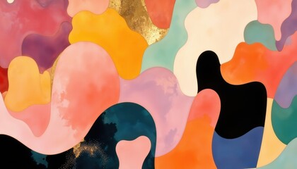 Poster - Abstract colorful organic shapes with vibrant flowing patterns