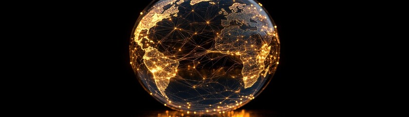 Poster - A glowing, illuminated globe showcasing interconnected cities and vibrant networks against a dark background.