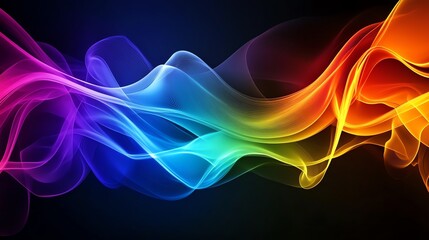Poster - Colorful Abstract Wave Patterns Showcasing Vibrant Hues and Dynamic Flow Against a Dark Background