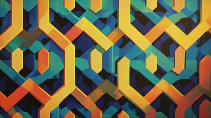 Poster - Colorful Geometric Pattern Featuring Vibrant Shapes With Contrasting Colors