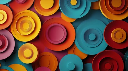 Poster - Colorful Circular Patterns Create a Vibrant Abstract Design With Layers of Texture and Depth