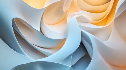 Poster - Fluid Shapes and Gentle Colors Create an Abstract Composition of Soft Curves and Waves in a Serene Environment