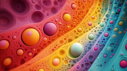 Poster - Colorful Abstract Artwork Featuring Vibrant Spheres and Flowing Patterns in a Wave-Like Design