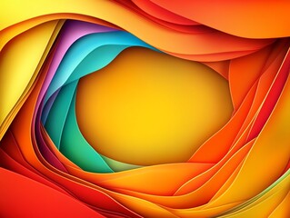 Poster - Colorful Abstract Layers of Paper Create a Vibrant Design With Warm Hues and Smooth Curves