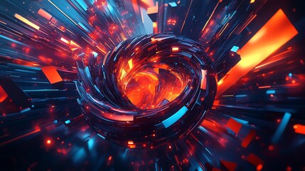 Poster - vibrant abstract swirl graphic illustrating motion and energy in a futuristic digital landscape
