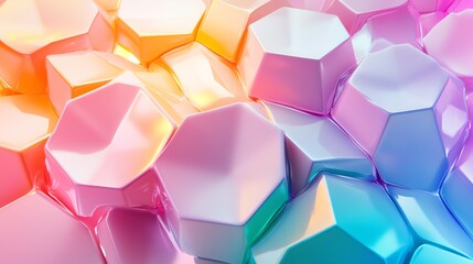 Poster - Colorful Hexagonal Shapes Create a Vibrant and Abstract Mosaic of Geometric Patterns in a Bright Setting