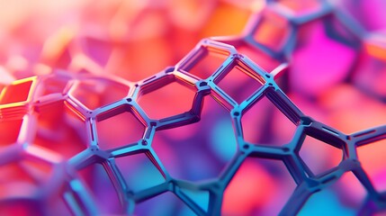 Poster - Colorful Hexagonal Patterns Create a Captivating Abstract Representation of Molecular Structures