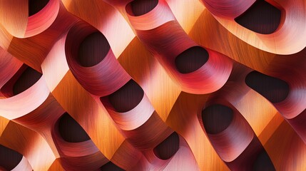Poster - Colorful Abstract Design Showcasing Intertwined Shapes in Warm Tones Against a Textured Background
