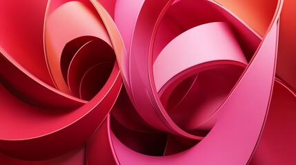 Poster - Swirling Abstract Shapes in Shades of Red and Pink Create a Vibrant Composition in This Dynamic Artwork