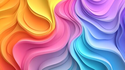 Poster - Colorful Waves of Paper in Vibrant Hues Creating a Stunning Abstract Design in Bright Light