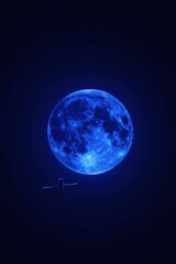 Poster - Witch flies on a broom under a vibrant blue moon. AI.