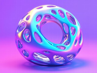 Poster - Abstract iridescent sphere. AI.