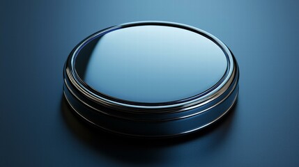 Poster - Polished dark blue circular object. AI.