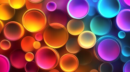 Poster - Colorful Bubbles Create a Vibrant Abstract Background With a Mixture of Warm and Cool Tones