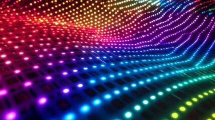 Poster - Colorful Light Patterns Create a Wave-Like Effect in an Abstract Digital Design