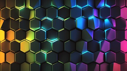 Poster - Colorful Hexagonal Patterns Create a Vibrant Visual Effect in Modern Design Space