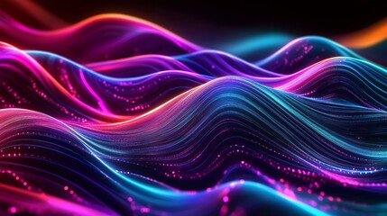 Poster - Bright Colored Waves Create a Mesmerizing Visual Display With Flowing Lines and Patterns in a Dark Setting